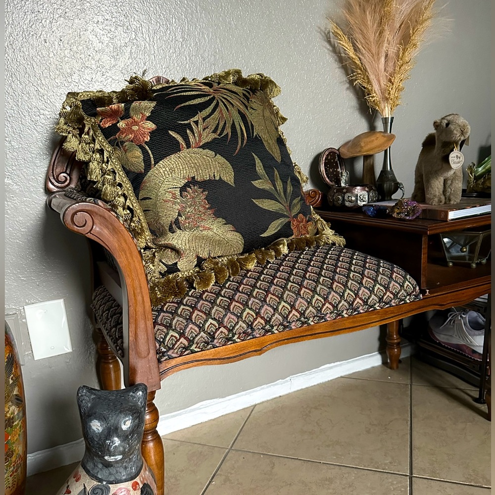 Borgata Tassel Pillow w/ Tropical Palm Aesthetic Home Decor